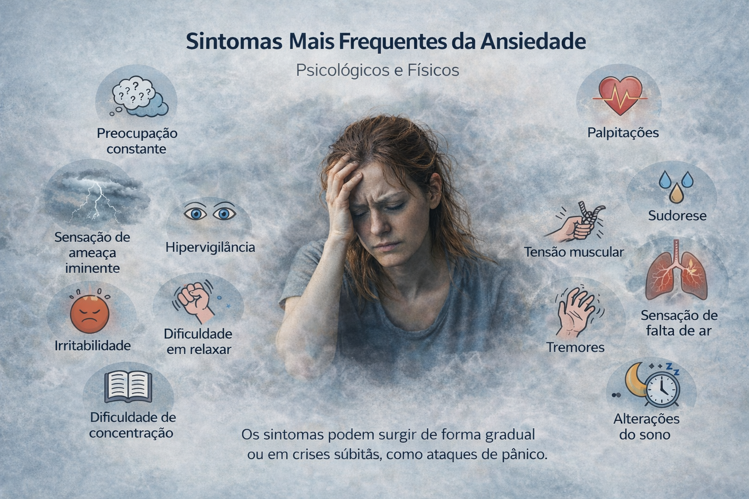 Sintomas de ansiedade psicológicos e físicos